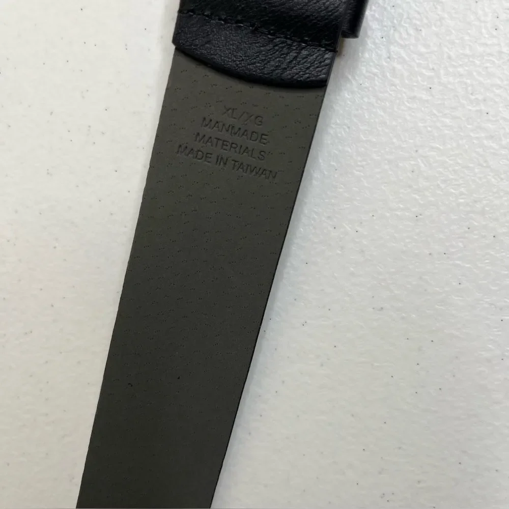 Faux Leather Black Belt Silver Buckle Classic Basic Simple 1.5